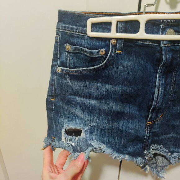AGOLDE Jaden Distressed High Rise Frayed Denim Shorts Size 30 - Picture 3 of 10